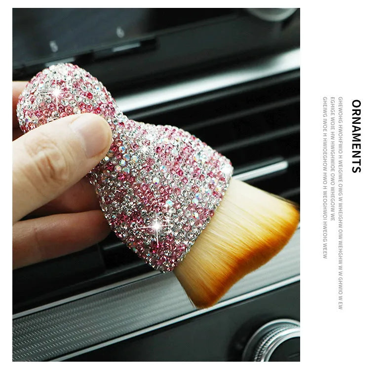 Car interior soft cleaning brush with PVC bristles in white, pink, and black colour options