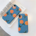 Orange plastic phone case with blue water pattern for iPhone models 6 to 11 Pro Max.