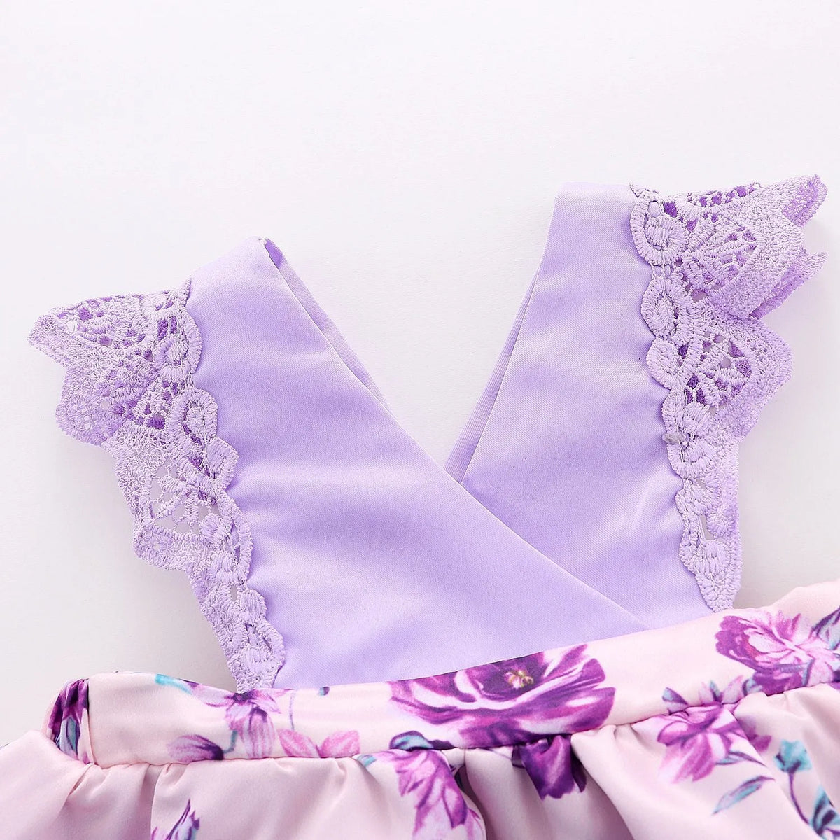Girls purple sleeveless cotton princess dress with floral print, summer dress for infants and young children, 70-100cm.