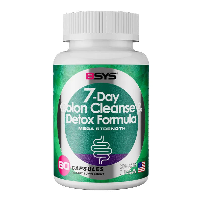 7 day colon cleanse and detox formula bottle containing 60 capsules for short-term colon support