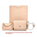 Four-piece set of brown, grey, apricot, and light pink leather-look laptop covers with lock edge design