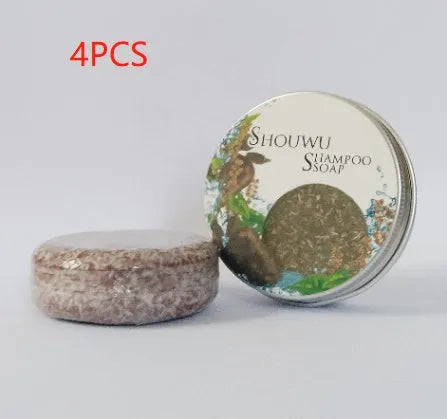 Silicone-free polygala ginseng shampoo soap bar 55g in khaki with herbal fragrance and optional aluminium box packaging
