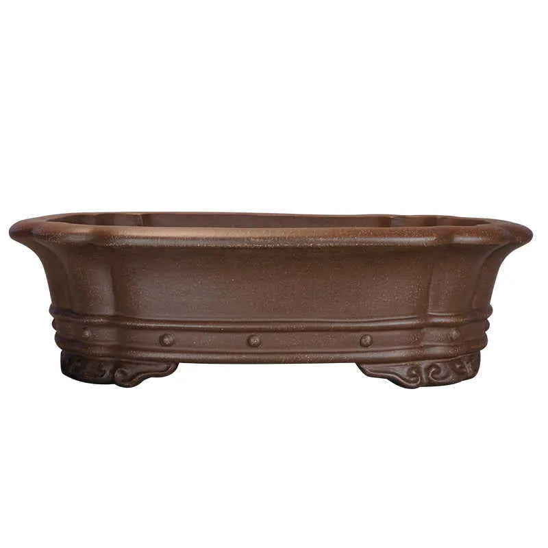 Purple sand handmade rectangular begonia flower pot with antique design