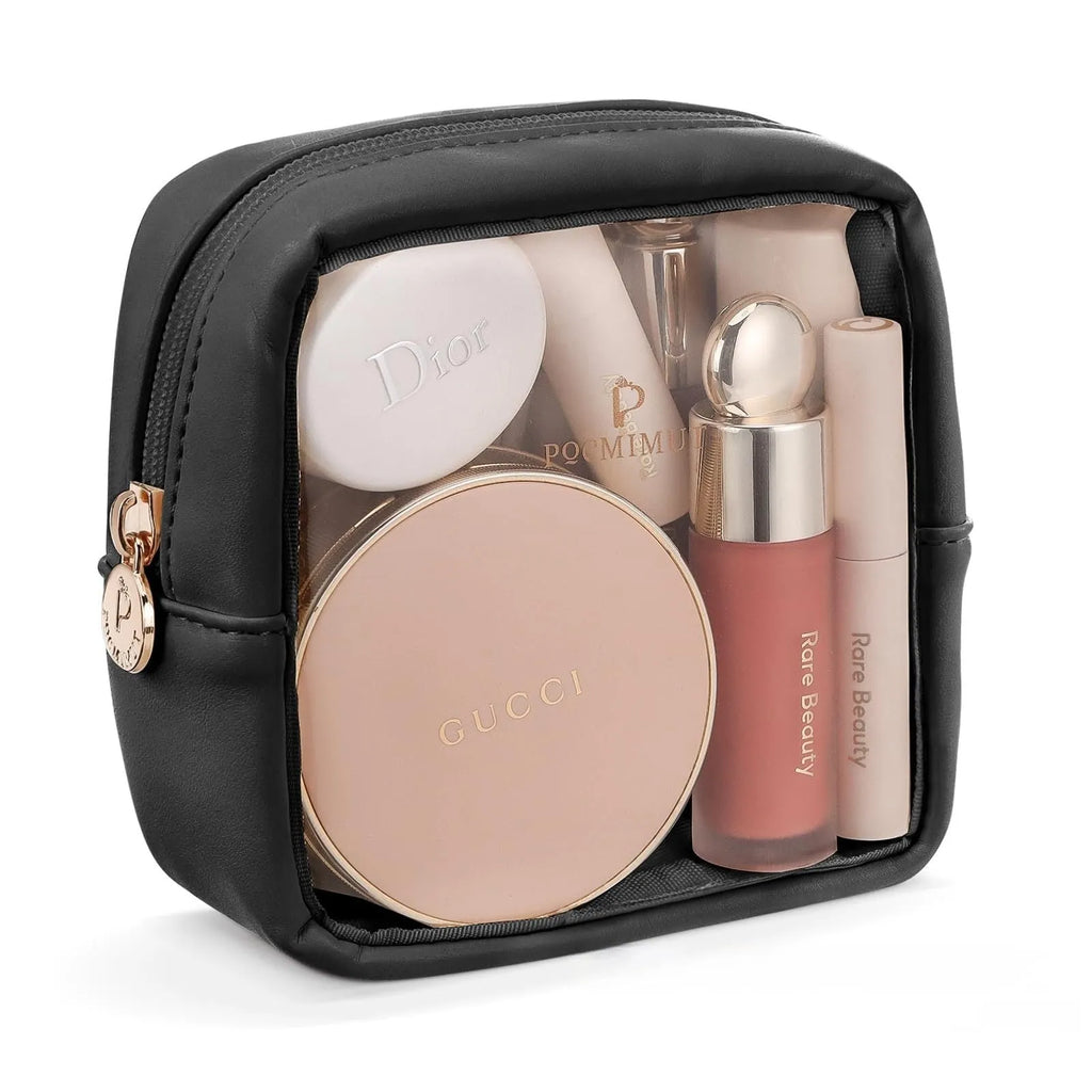 Transparent PVC cosmetic makeup bag with dry-wet separation compartment in various colour options