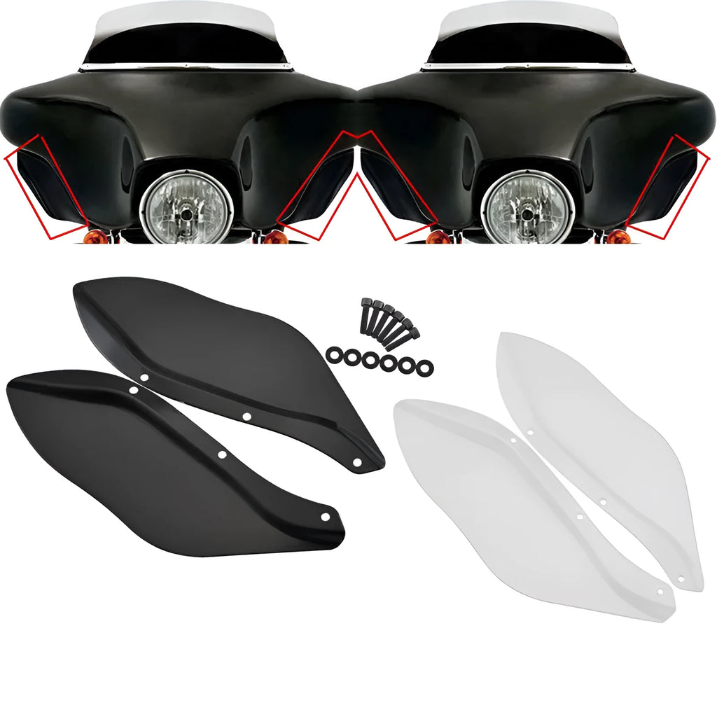 Black and transparent ABS side wing head covers for Harley-Davidson Touring models 1996-2013