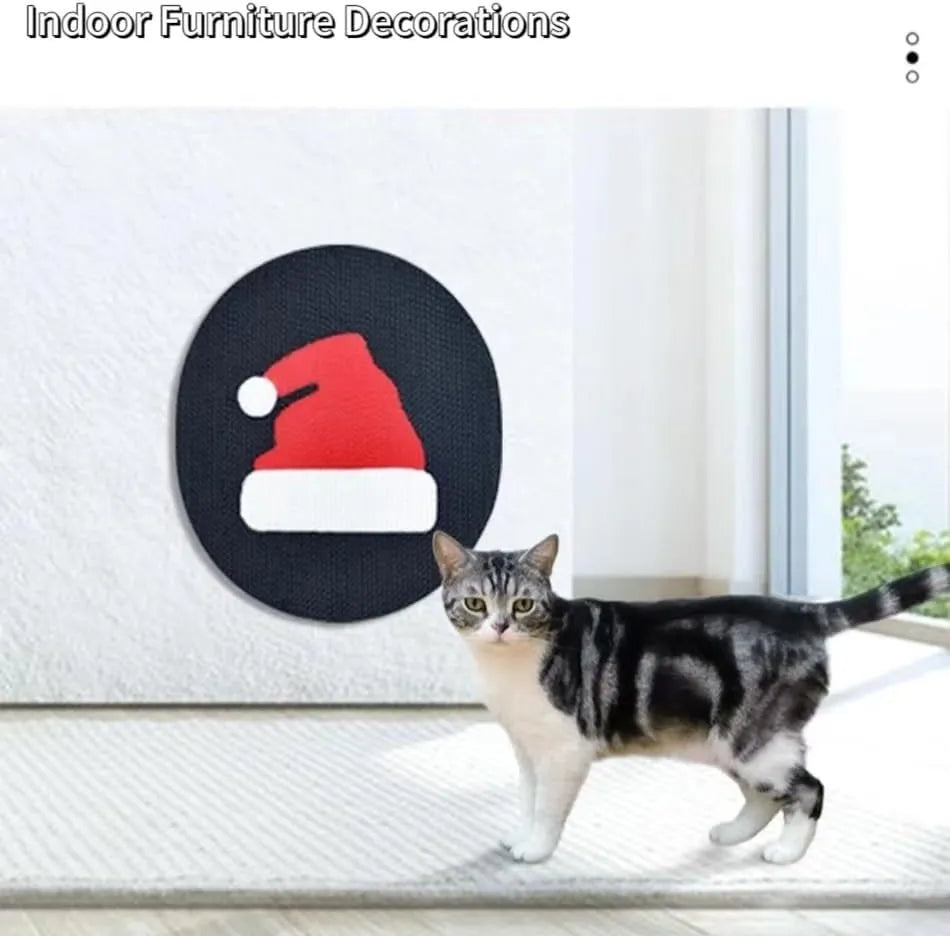 Wall-mounted vertical cat scratcher made of brown corrugated cardboard on a white wall.