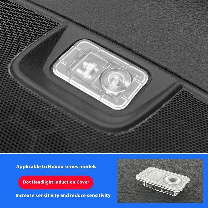 Clear plastic Honda headlight sensor cover in dot style, photosensitive hood cap for automatic headlight systems, one cover