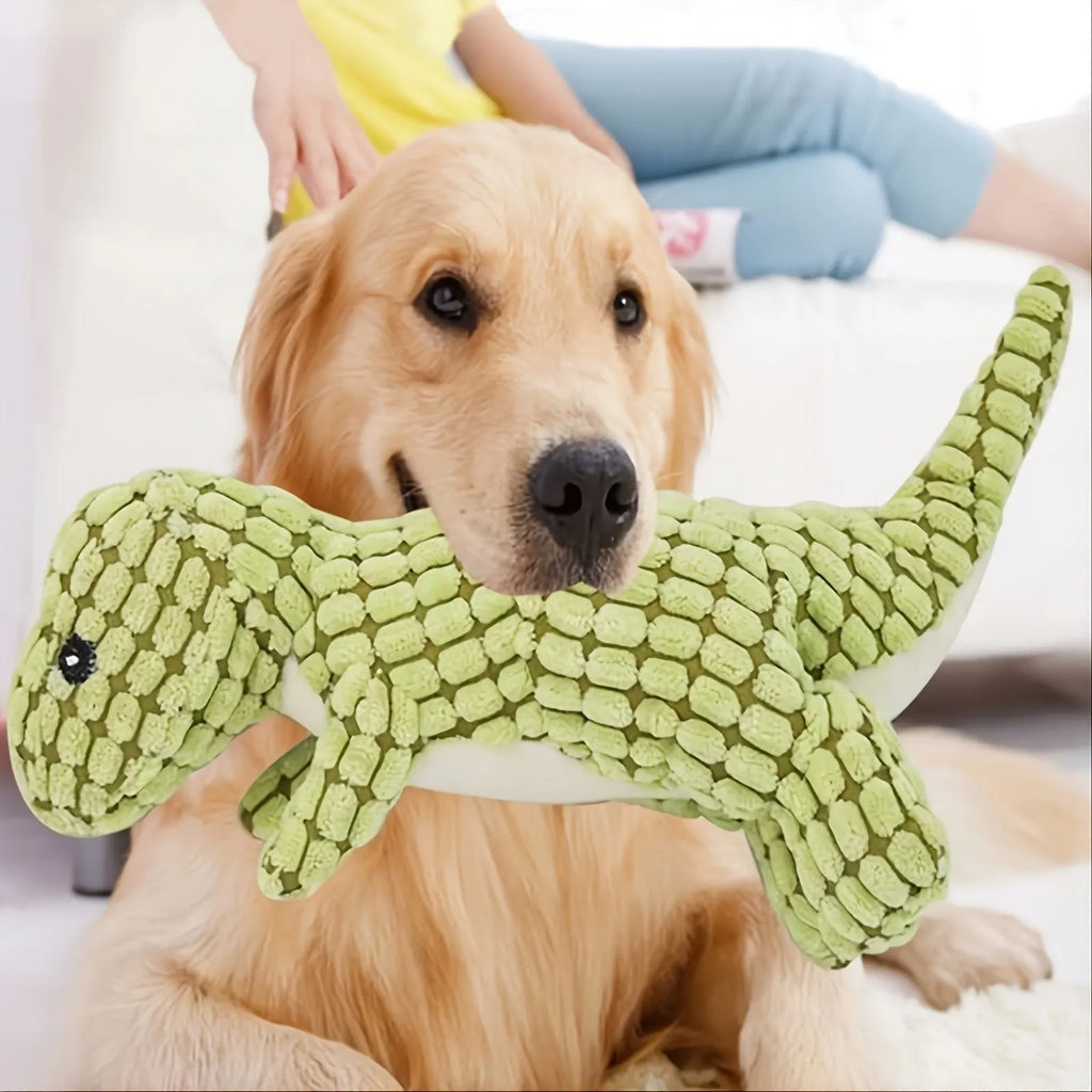 Sound-producing dog toy for biting resistance in grey, green, and orange colour options