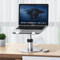 Silver adjustable aluminium car laptop stand on a car back seat