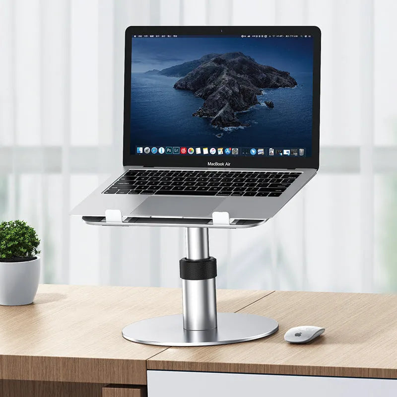 Silver adjustable aluminium car laptop stand on a car back seat