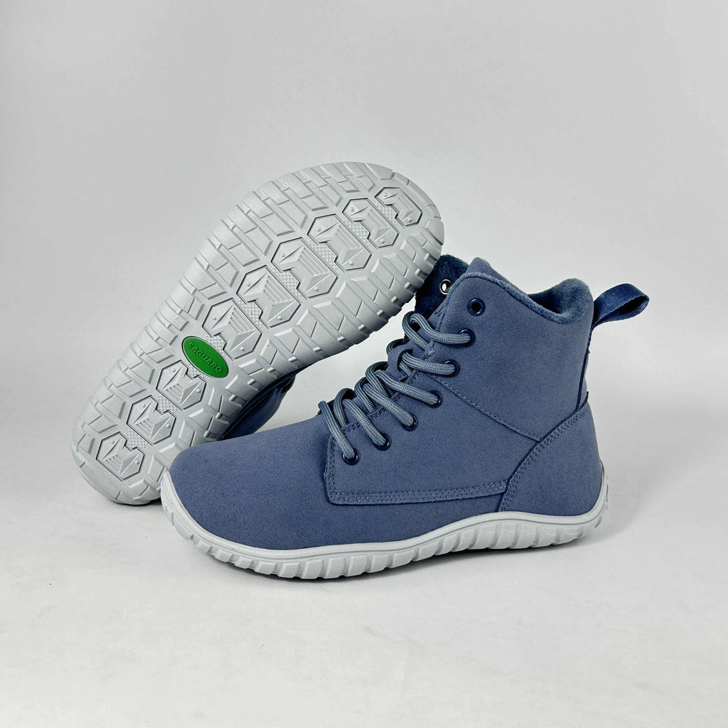 Light blue cold-resistant warm cotton shoes with leather upper and anti-slip rubber outsole, sizes 36-48
