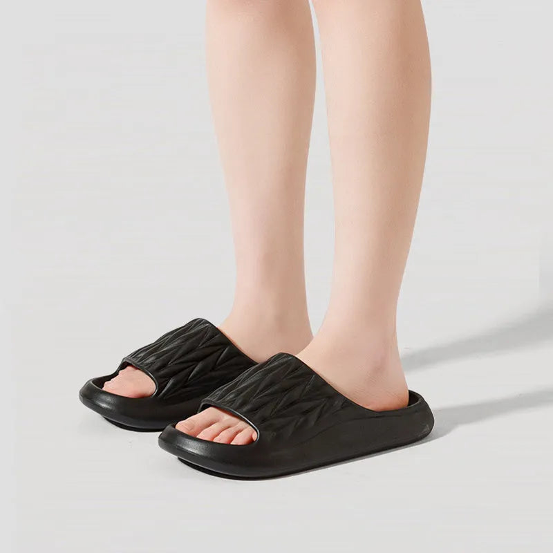 Leaf texture design EVA household slippers in various colours with non-slip soles