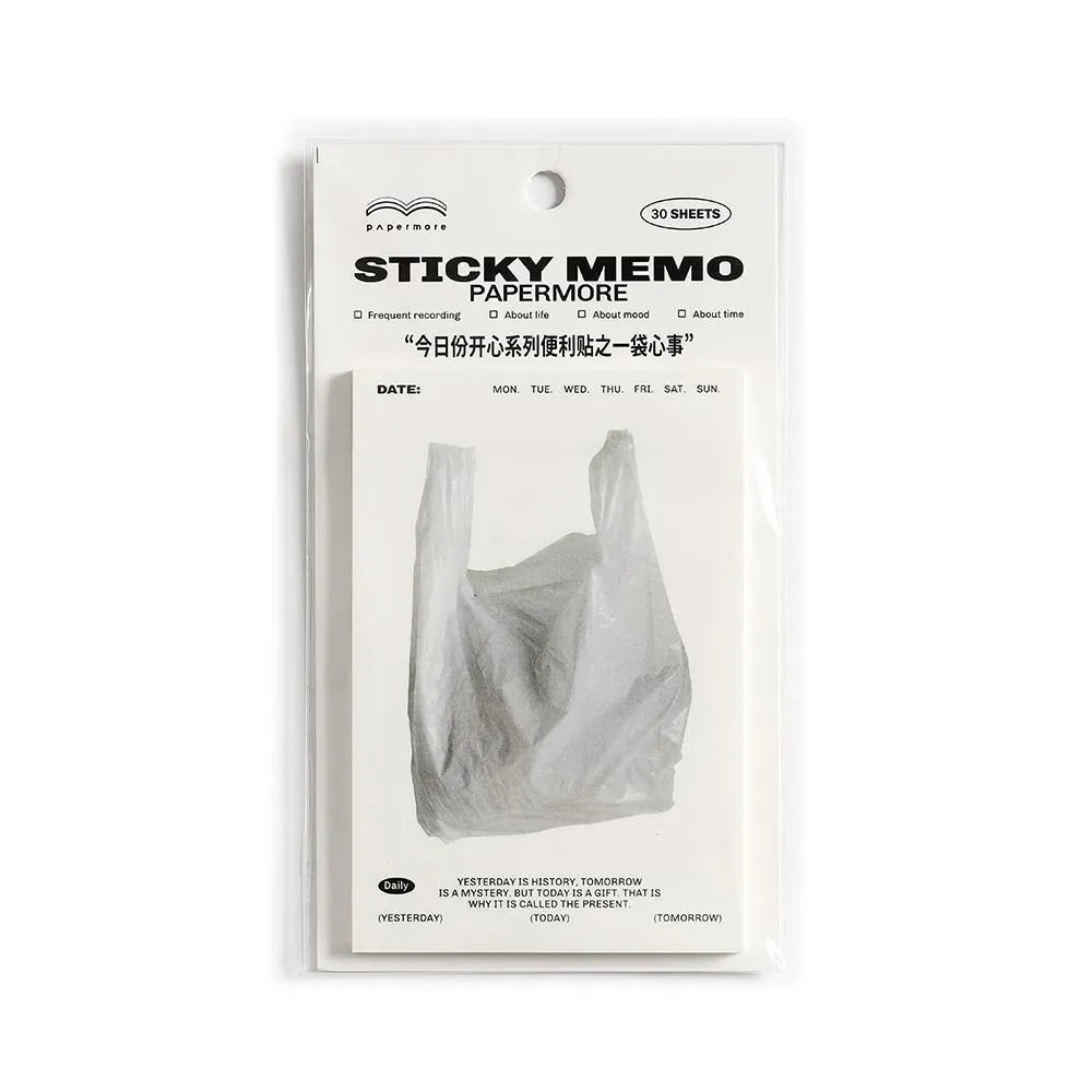 Today's Happy Series message sticky notes pad showing four colour options and 30-page writing paper