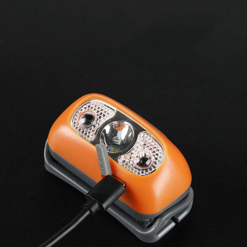 Multifunctional head-mounted night fishing light, 5W, PVC body, built-in 102342P lithium battery, Black or Orange, HL05 and HL05 X.