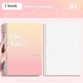 Gradient colour removable coil notebook in green, blue, pink, and purple with A4 and B5 size options