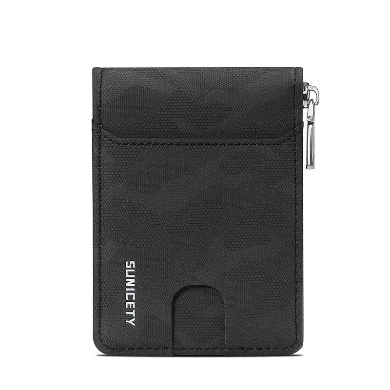 Camouflage large capacity zipper men's wallet in PU leather, black colour option