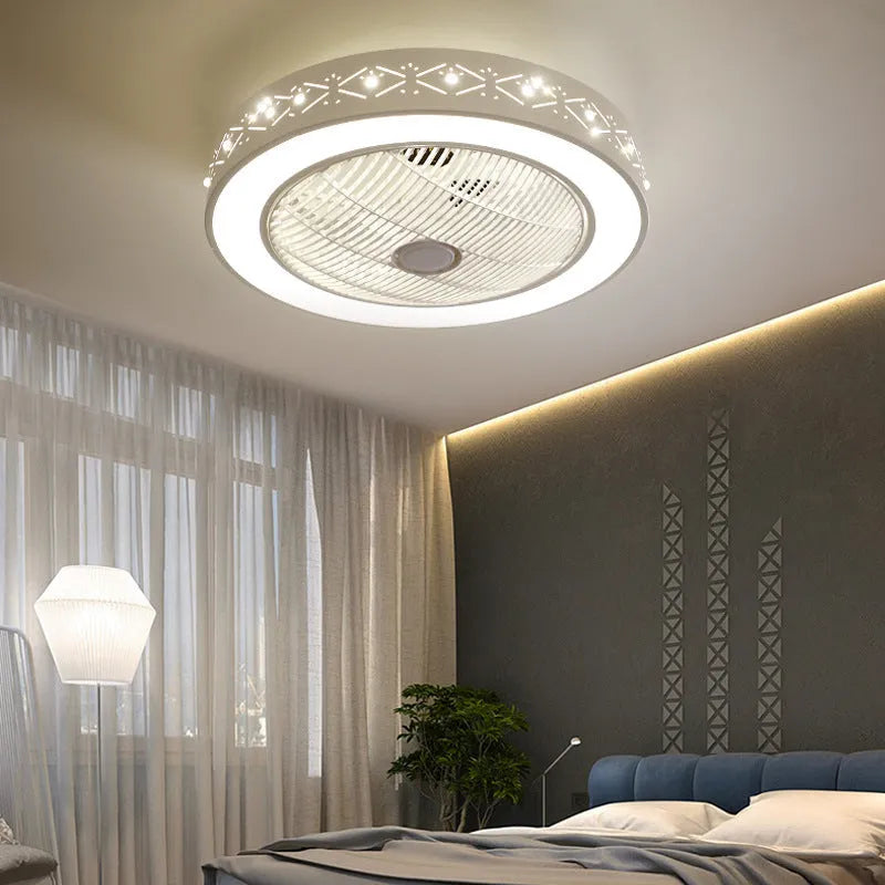 55cm pastoral ceiling fan with invisible blades and chandelier LED lighting for living room