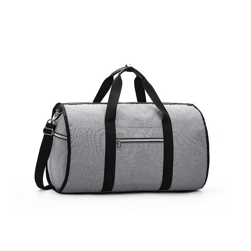 Cylinder-shaped medium travel bag in oxford cloth, shown in black, with a zipper closure.