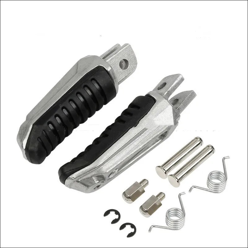 Black aluminium alloy motorcycle footpegs for Suzuki GSX and V-Strom models