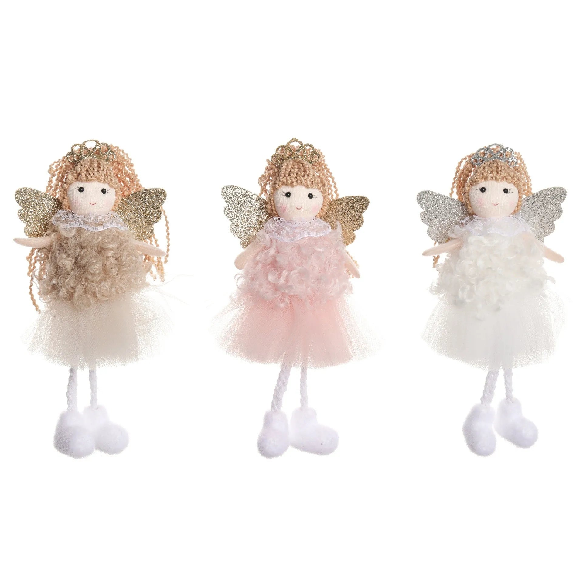 Cloth Christmas angel girl pendant hair accessory for high ponytails in cartoon style