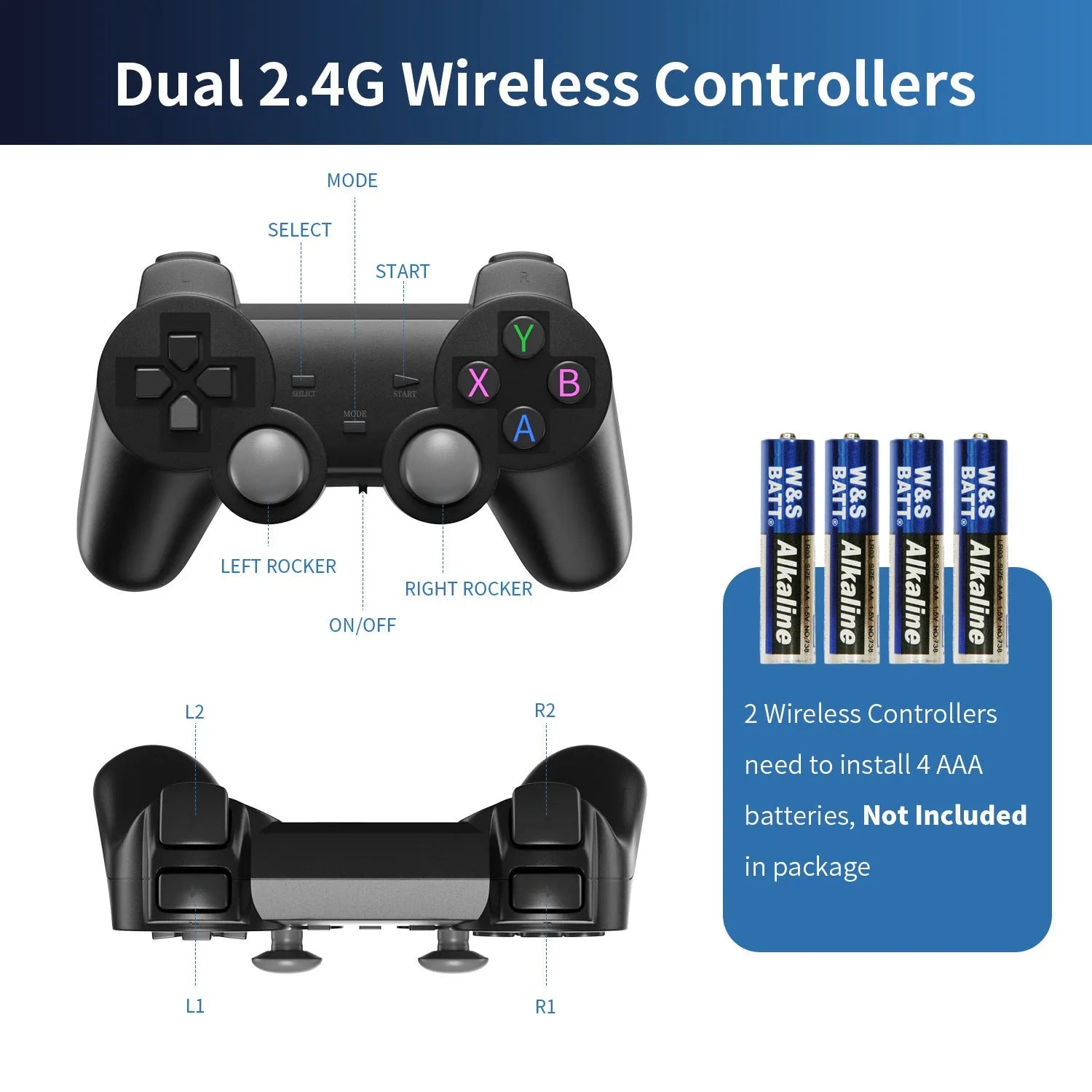 HD Home TV Game Console in E-sports style with handle, host unit, charging cable, and HDMI cable