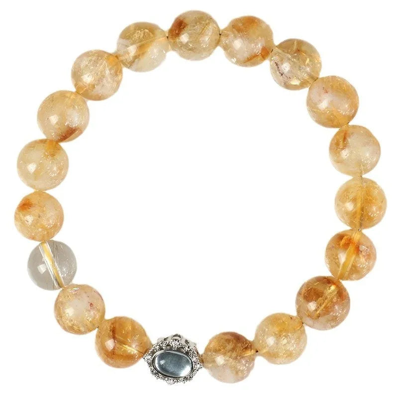 Citrine gemstone crystal bracelet with 10mm stones in geometry unisex design