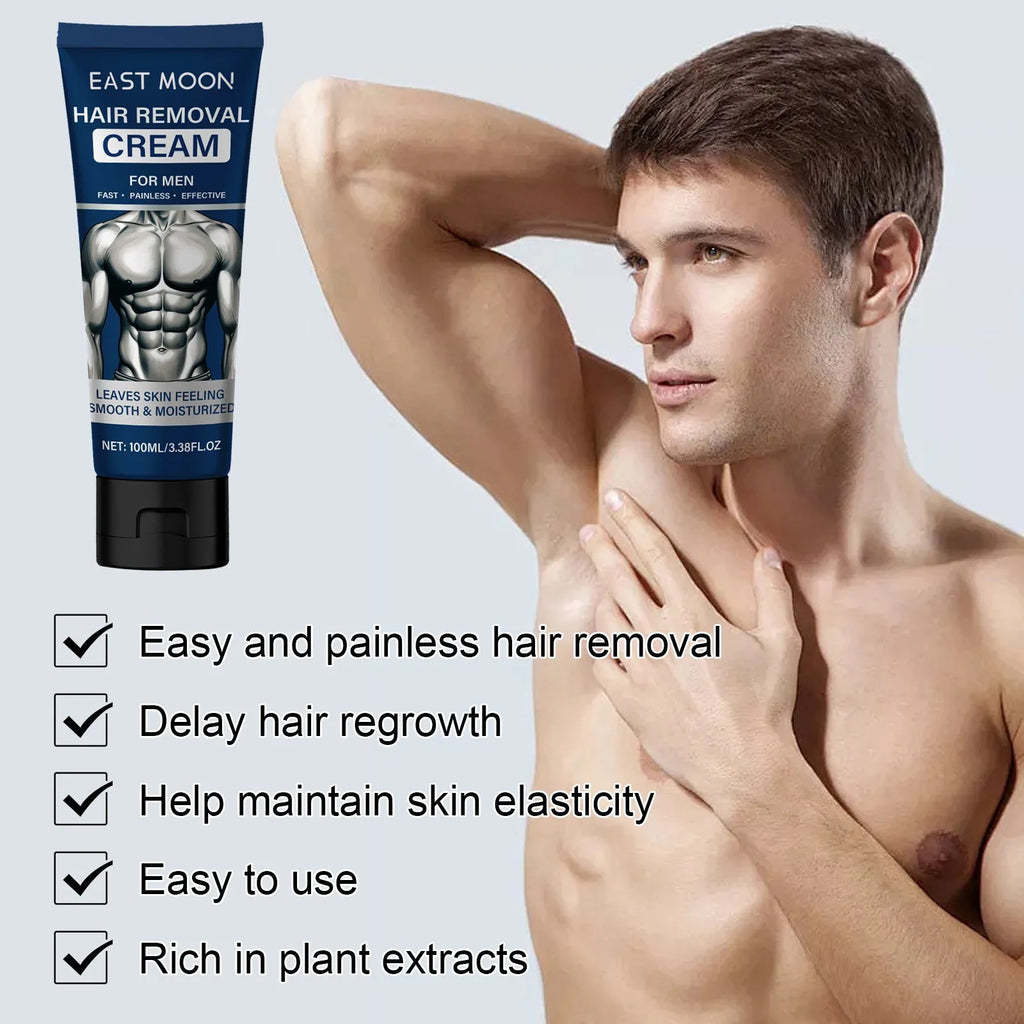 100ml tube of men's mild hair removal cream for beard, armpit, and body hair.