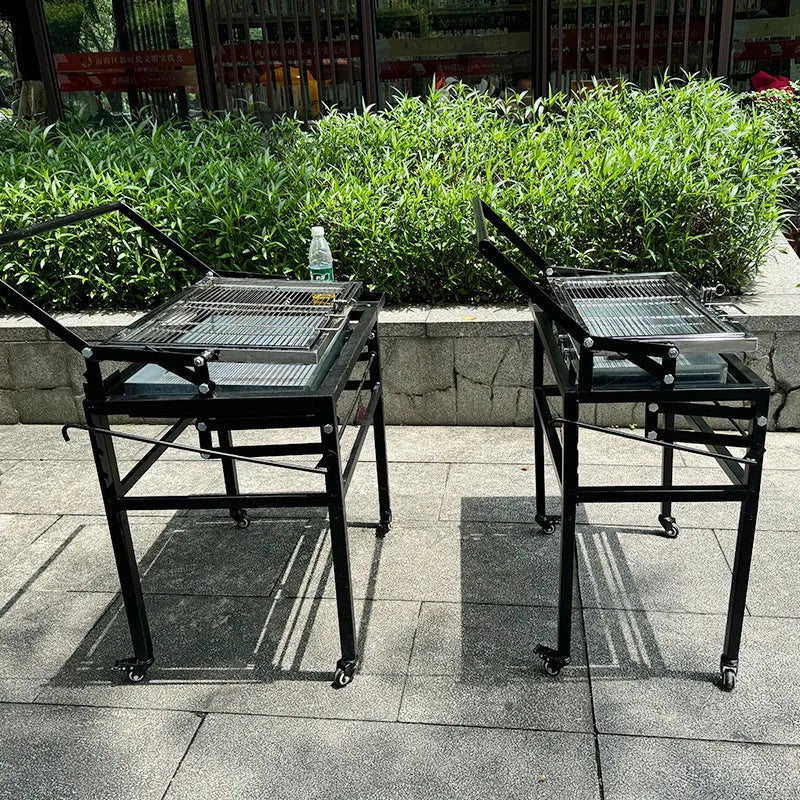 Large foldable charcoal barbecue grill stove for courtyards and outdoor use