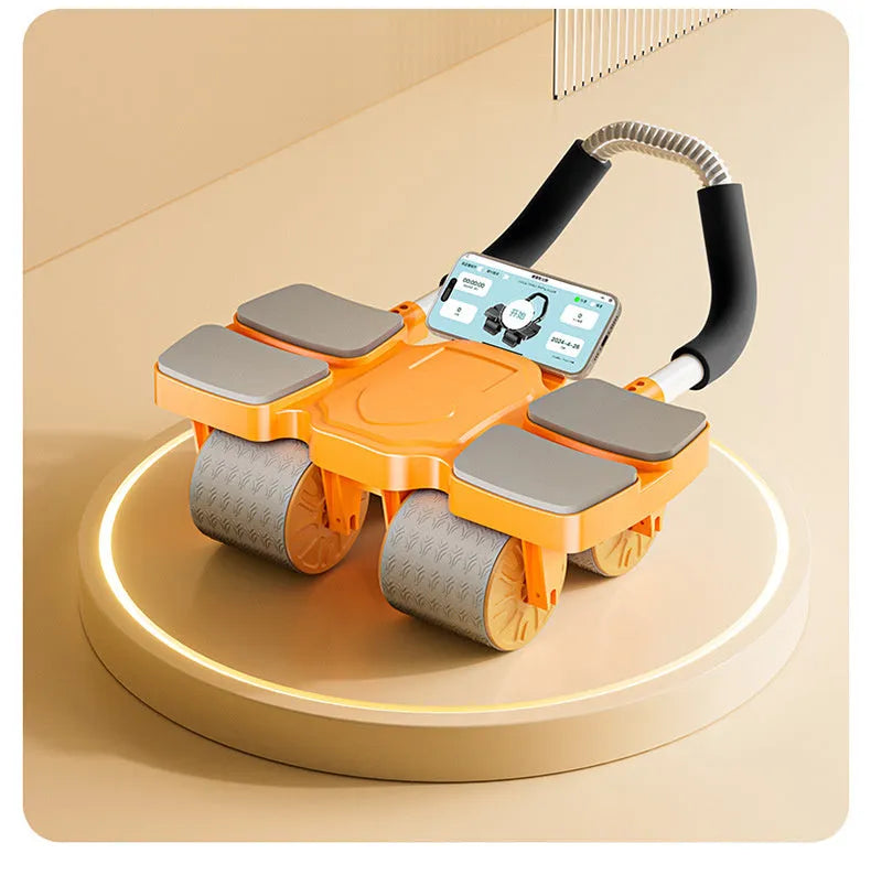 Four-wheel automatic rebound abdominal wheel in blue orange or black for home gym fitness