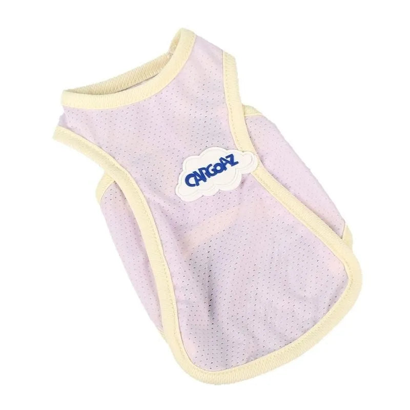 Thin polyester cat summer vest in grass green colour, sports style with anti-lint properties
