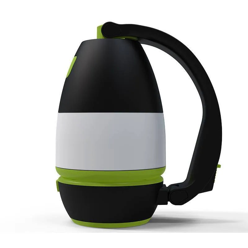 Black green multifunctional LED table lamp with adjustable light head showing three brightness modes