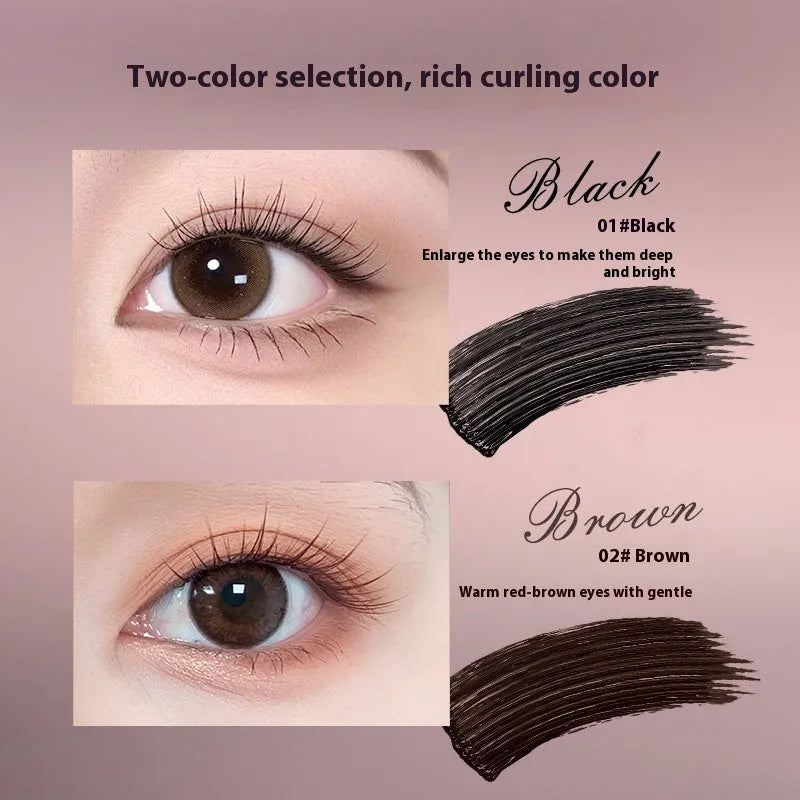 Long Curling Long-lasting Setting Mascara tube in black and brown shade options.