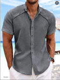 Hawaiian casual short sleeve solid colour shirt in cotton blend fabric for summer wear