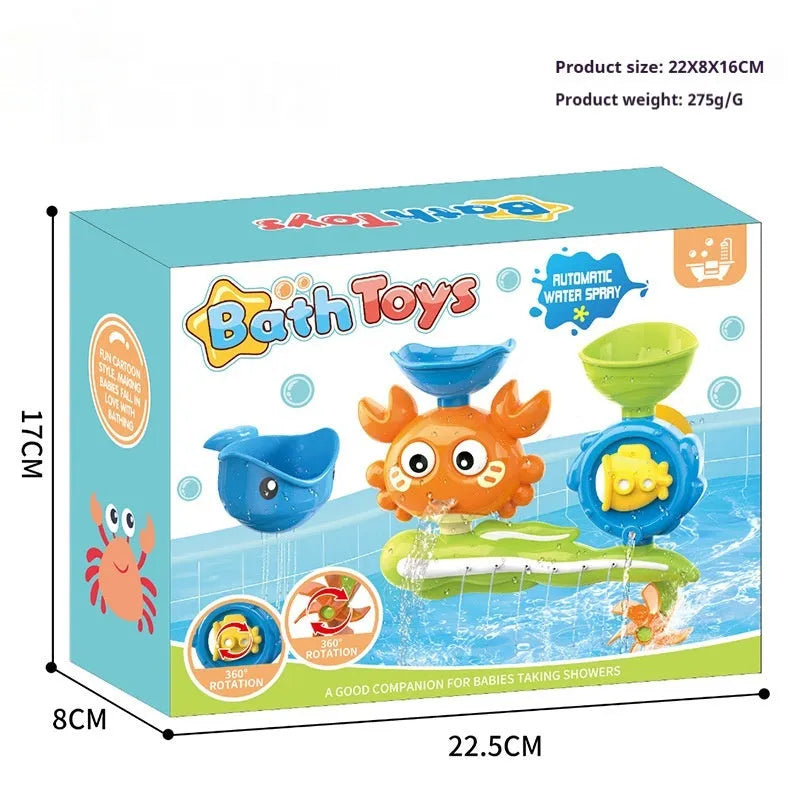Children's crab turntable water cup bath toy in red or yellow, plastic, 275g colour box, for infants 0-2 years.