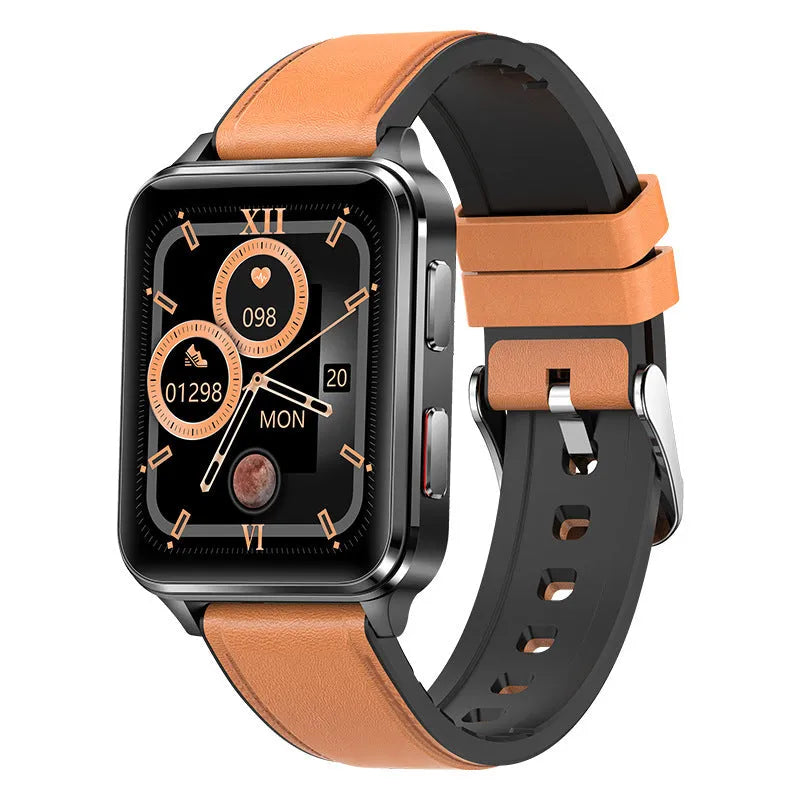 Multi-sport watch with tempered glass screen and silicone wristband showing health monitoring display