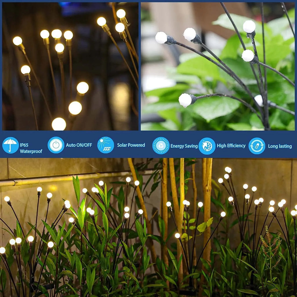 Solar-powered LED ground spike lamp with multiple light heads for garden pathway lighting