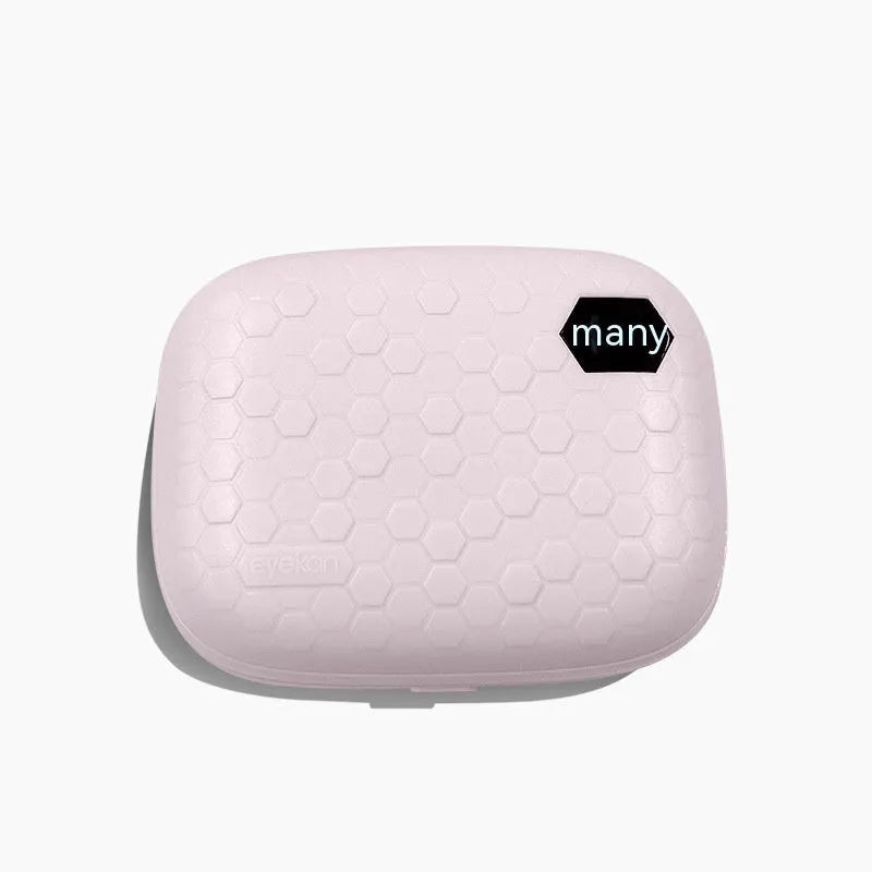 Electric ultrasonic cleaning machine body for invisible glasses in plastic with 85x65x30mm dimensions available in Pearl White Blue and Pink