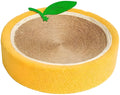 Round yellow sisal cat scratching board with concave centre bed for small breeds
