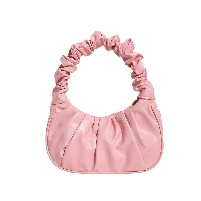 Cloud bag women's PU dumpling handbag with folding design in 15 colours including black beige green and pink