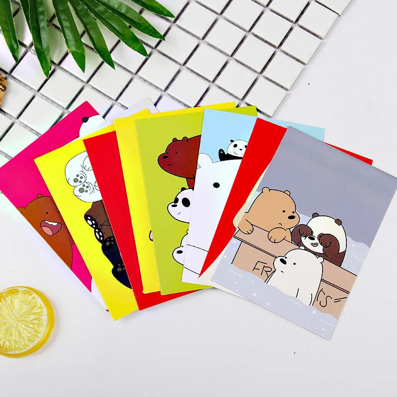 Set of nine retro-style postcards with cartoon illustrations of Paris towers and landmarks.