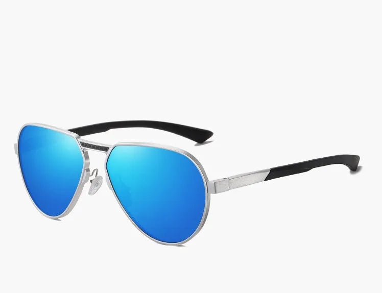 Aluminium-magnesium alloy polarised sunglasses with TAC lens, black frame with grey film