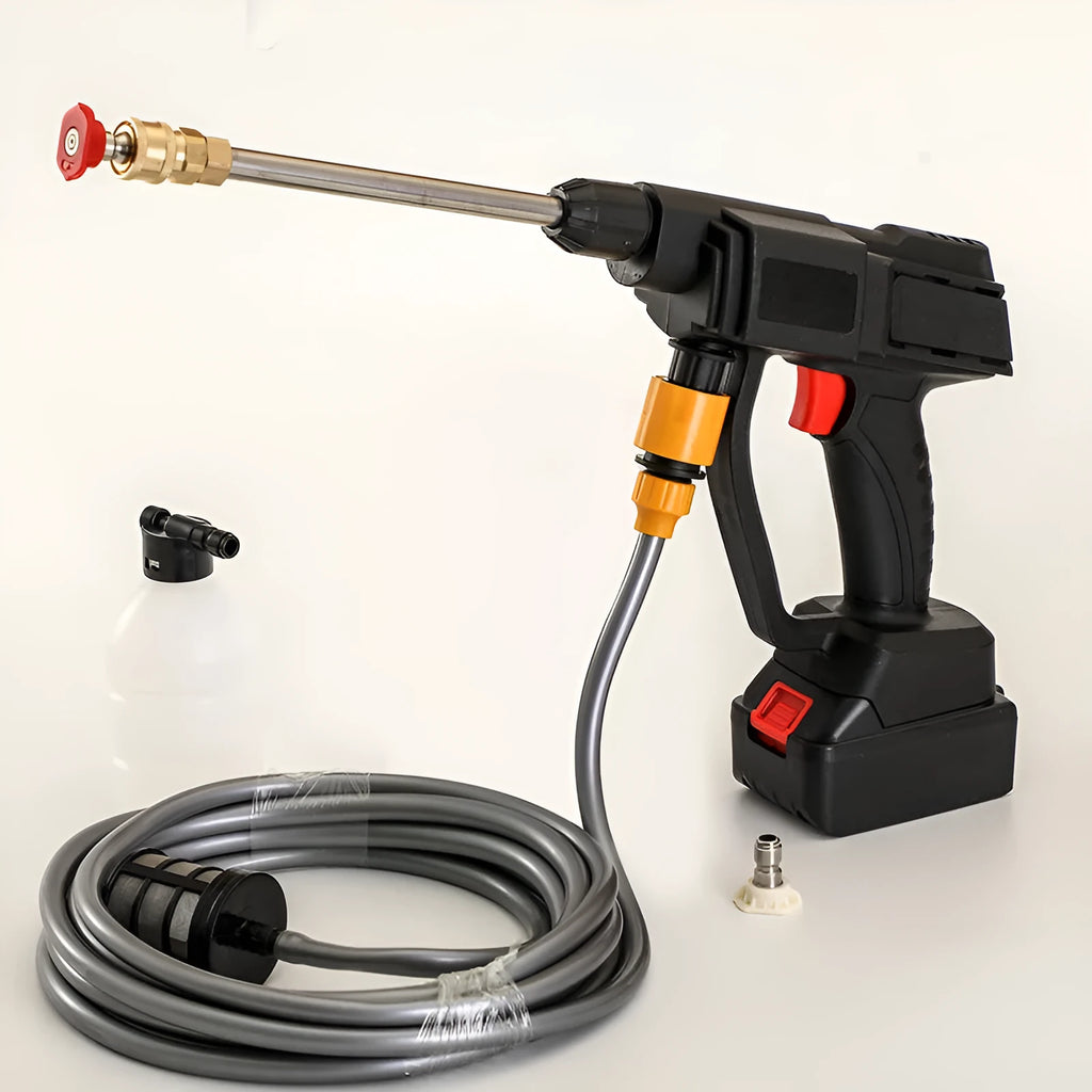21V cordless car washing machine with battery, charger, and wireless water gun in ABS body, 48 x 30 x 25 cm