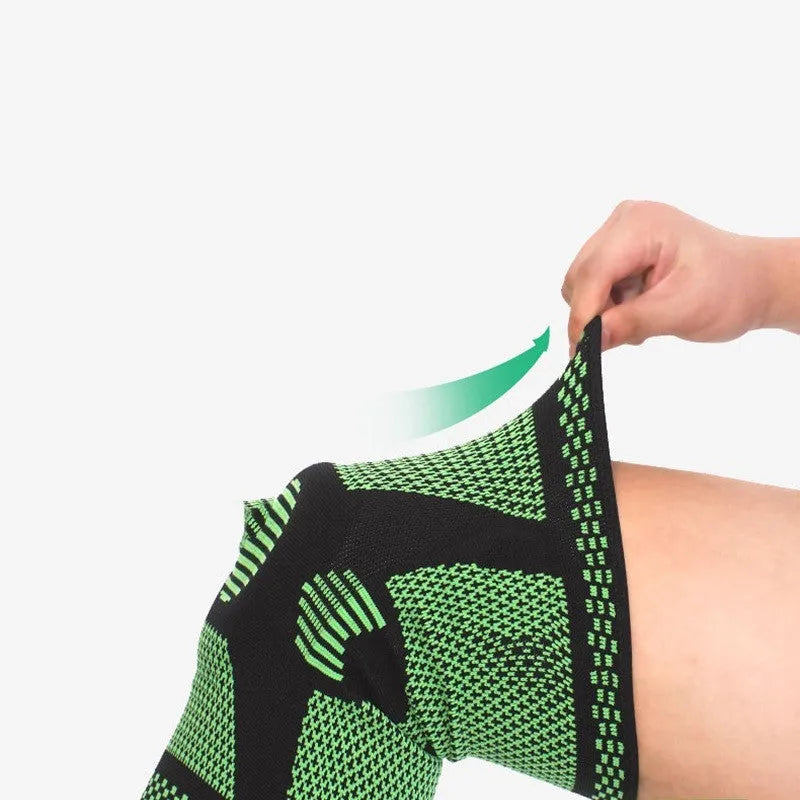 Silicone spring knee pads in polyamide available in green, blue, white, and orange colours