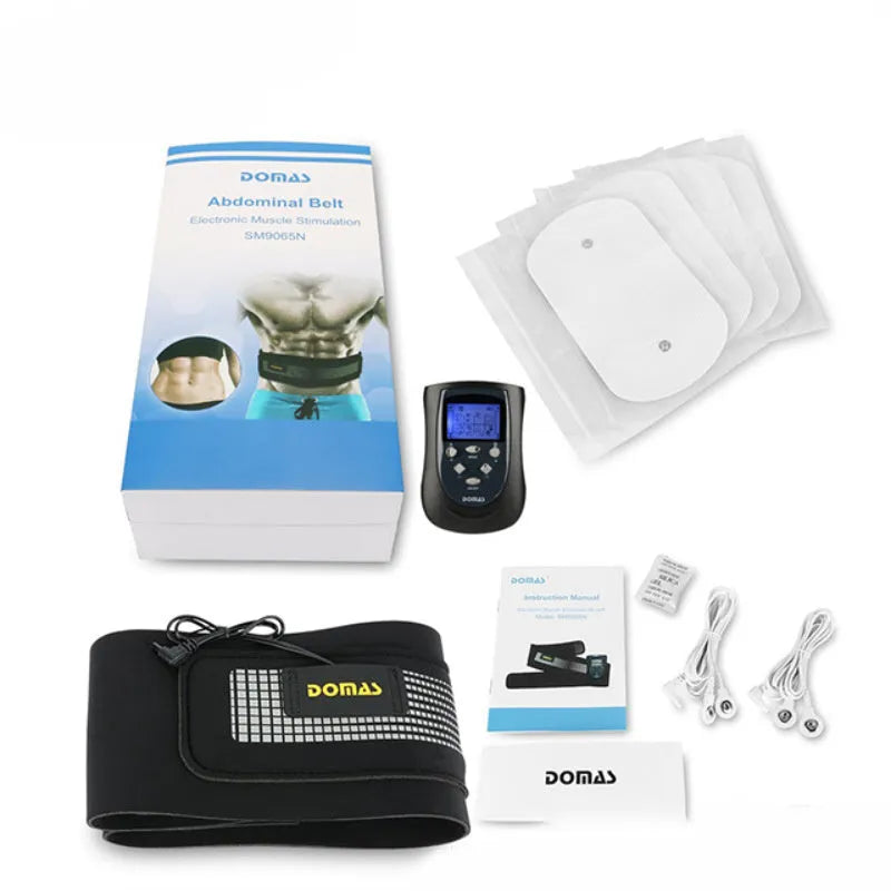 Black electronic weight loss and abdomen massager with mechanical control and battery power for neck, waist, legs, back.