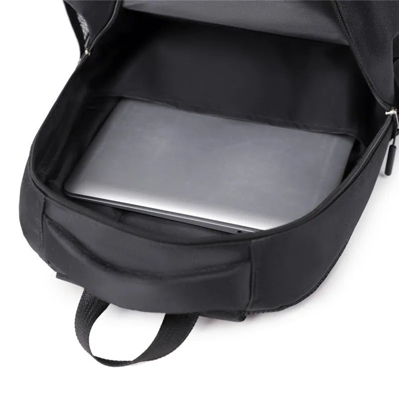 Men's casual Oxford cloth backpack in grey, black, green, or blue colour with breathable design