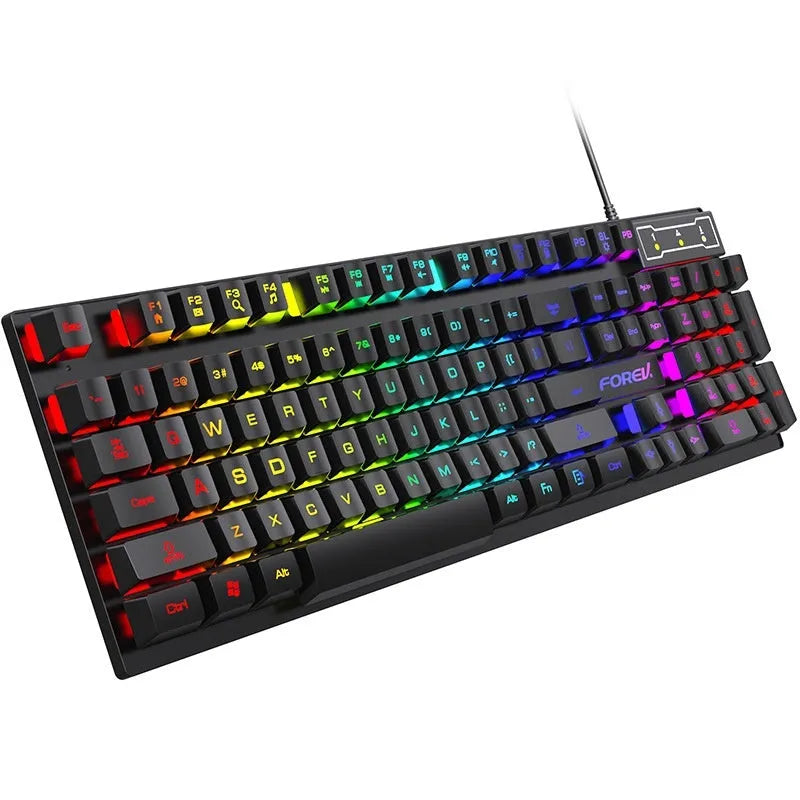 Black 104-key backlight gaming keyboard and mouse set with 37.5cm width and ABS construction