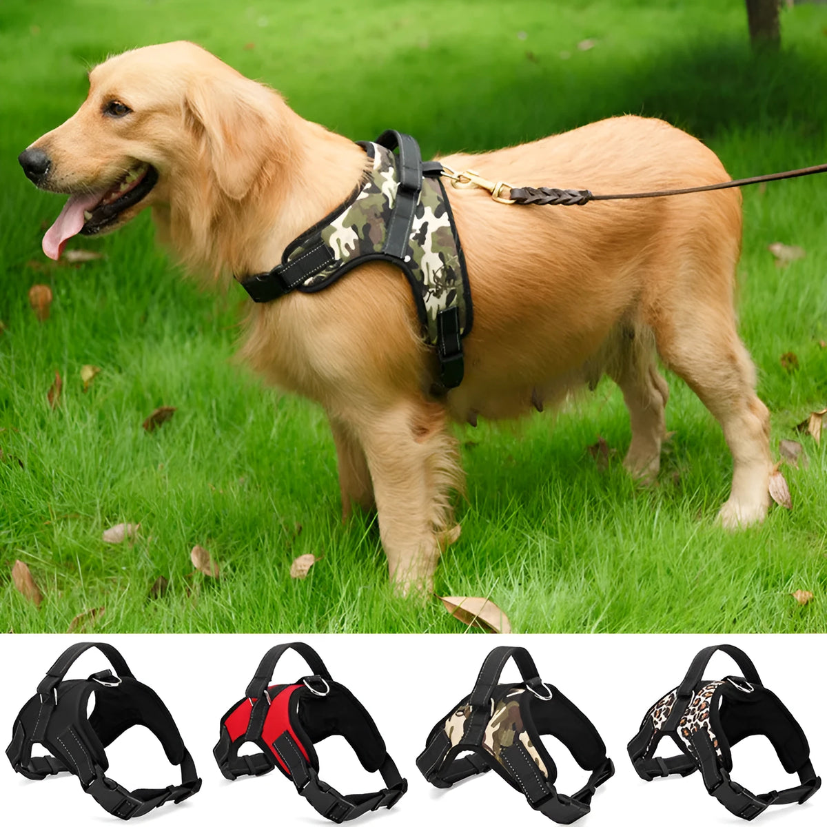 Nylon dog collar and lead set in black, red and camouflage for medium and large dogs, sizes S to XL