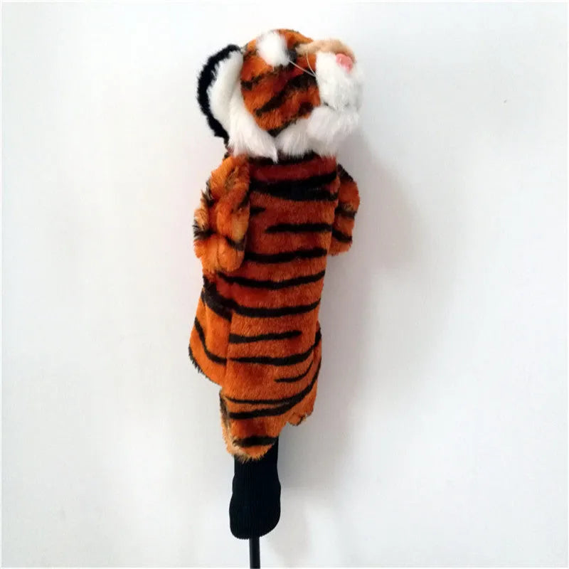 Animal golf club cover in brown or white plush with pearl cotton filling for fairway woods.