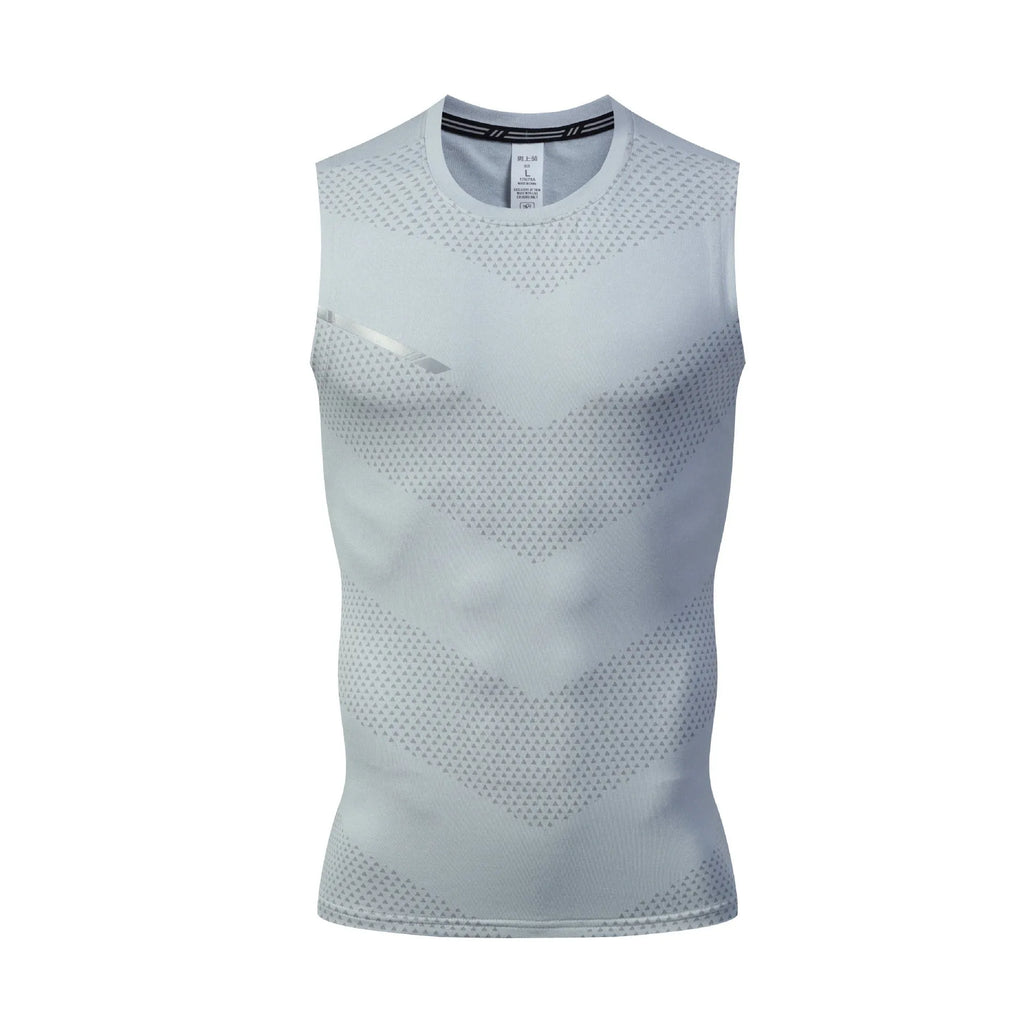 Men's solid colour quick-drying polyester sports tank top for summer, shown in dark blue.