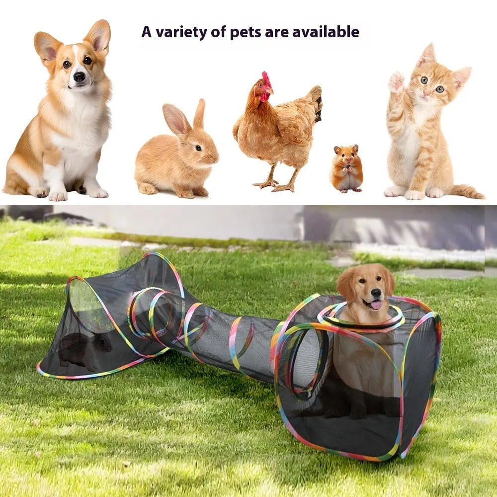 Foldable mesh cat roll cage pet toy showing different style options
